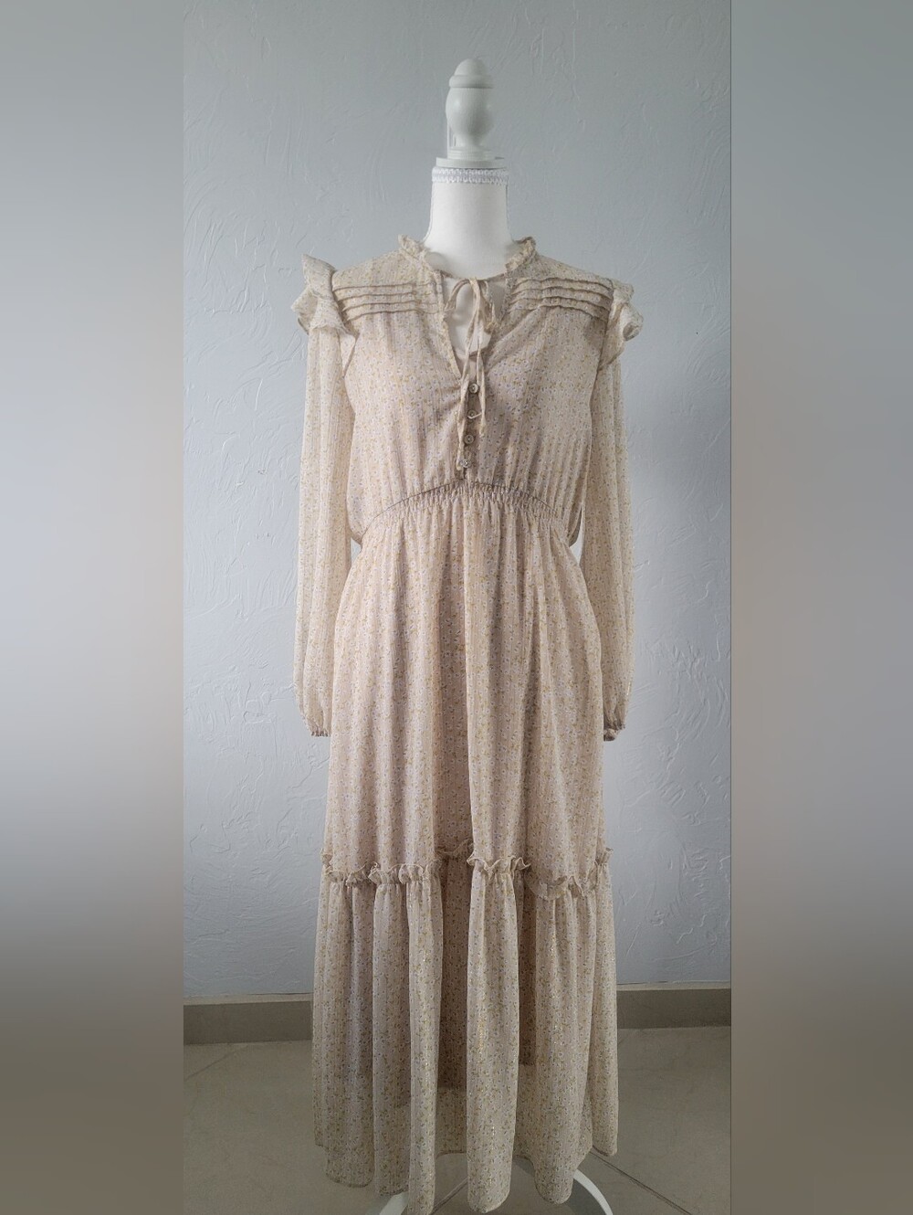 O.P.T Medium Cottagecore Floral Maxi Dress Romantic Prairie Boho Fairycore - Picture 2 of 8